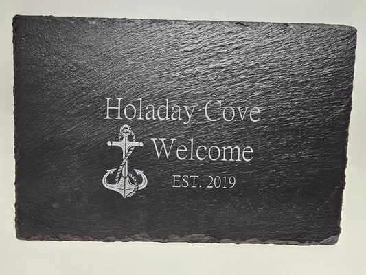 Custom Logo Slate Charcuterie Board | Personalized Business or Property Name Serving Board