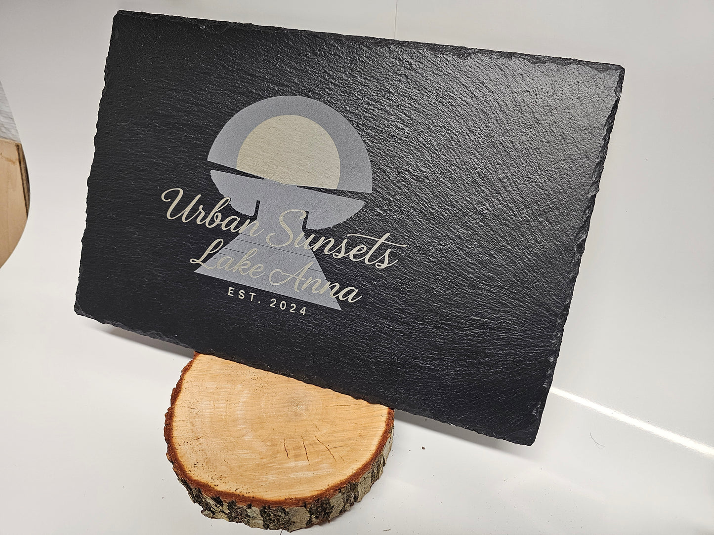 Custom Logo Slate Charcuterie Board | Personalized Business or Property Name Serving Board