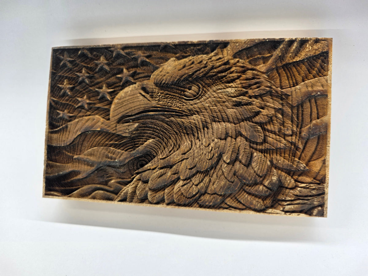 American Eagle Relief Wood Plaque