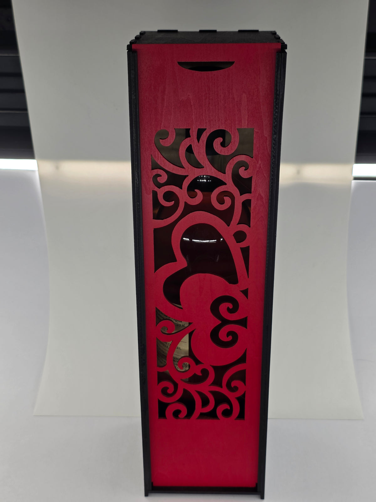 Custom Heart Wine Gift Box (Red & Black)