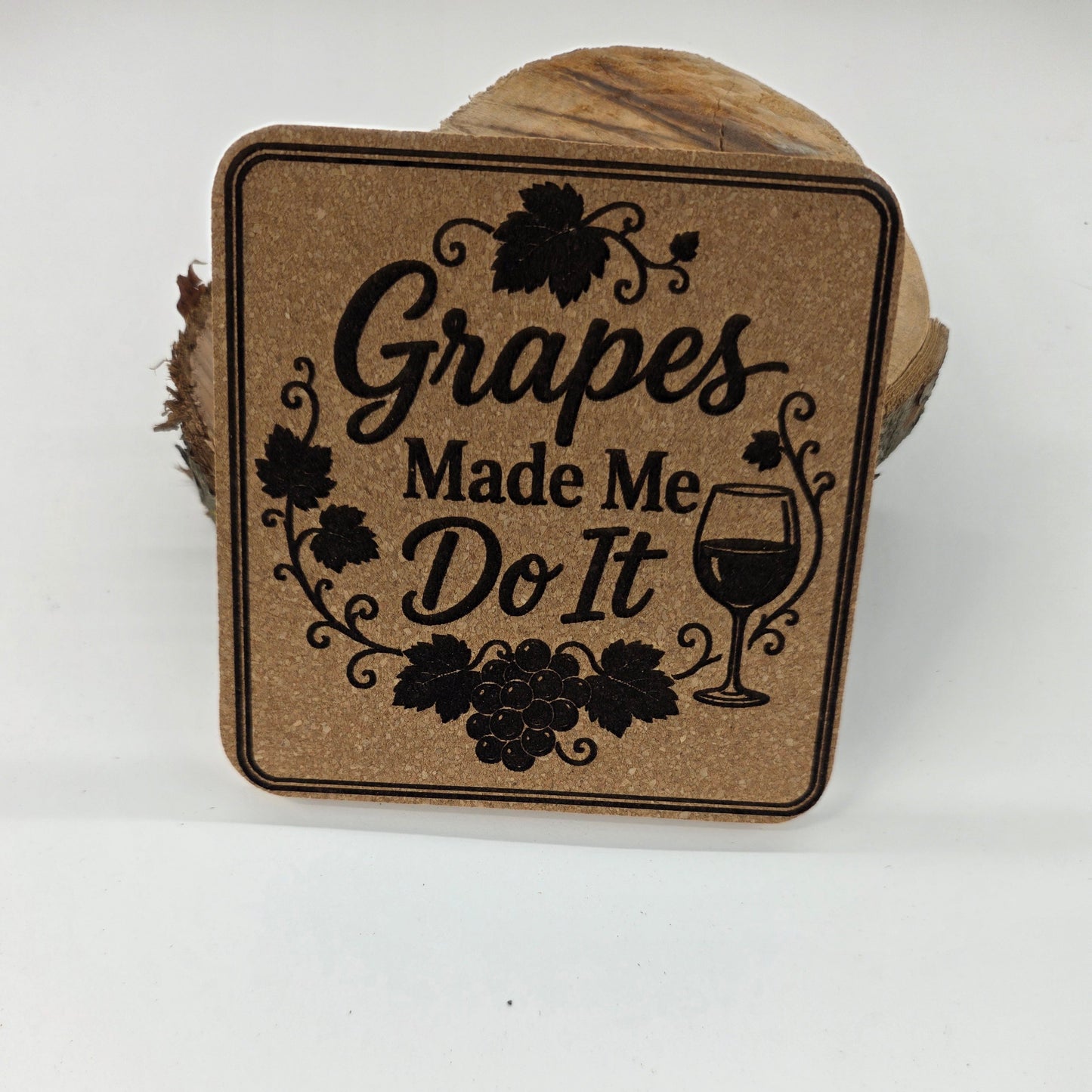Grapes Made Me Do It Cork Coaster