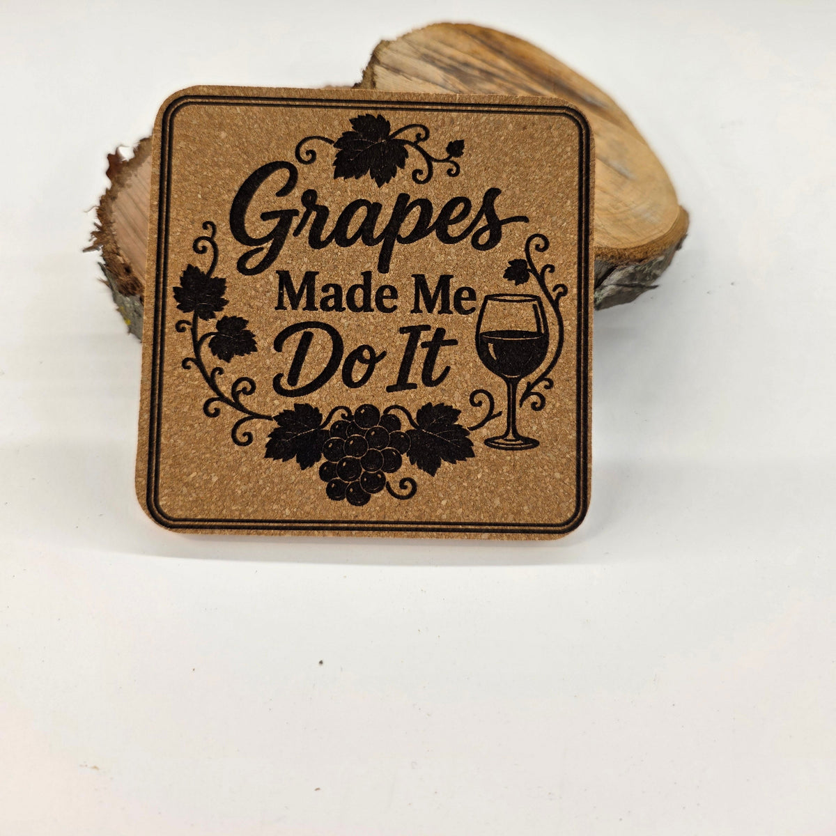 Grapes Made Me Do It Cork Coaster